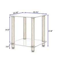 2-Piece White & Oak Side Table Set - Modern 2-Tier End Table with Storage Shelf for Living Room & Bedroom