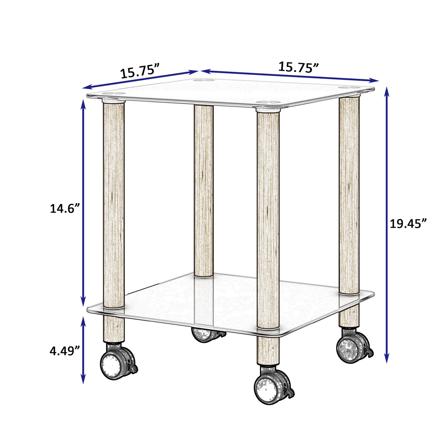 2-Piece White & Oak Side Table Set - Modern 2-Tier End Table with Storage Shelf for Living Room & Bedroom