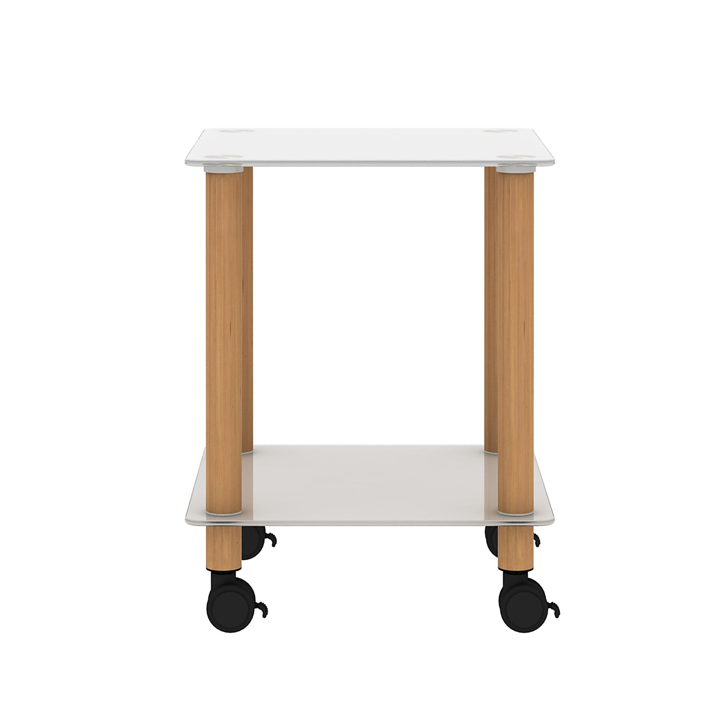 Modern 2-Tier White and Oak Side Table - Stylish Nightstand & Sofa Table with Storage Shelf for Living Room or Bedroom