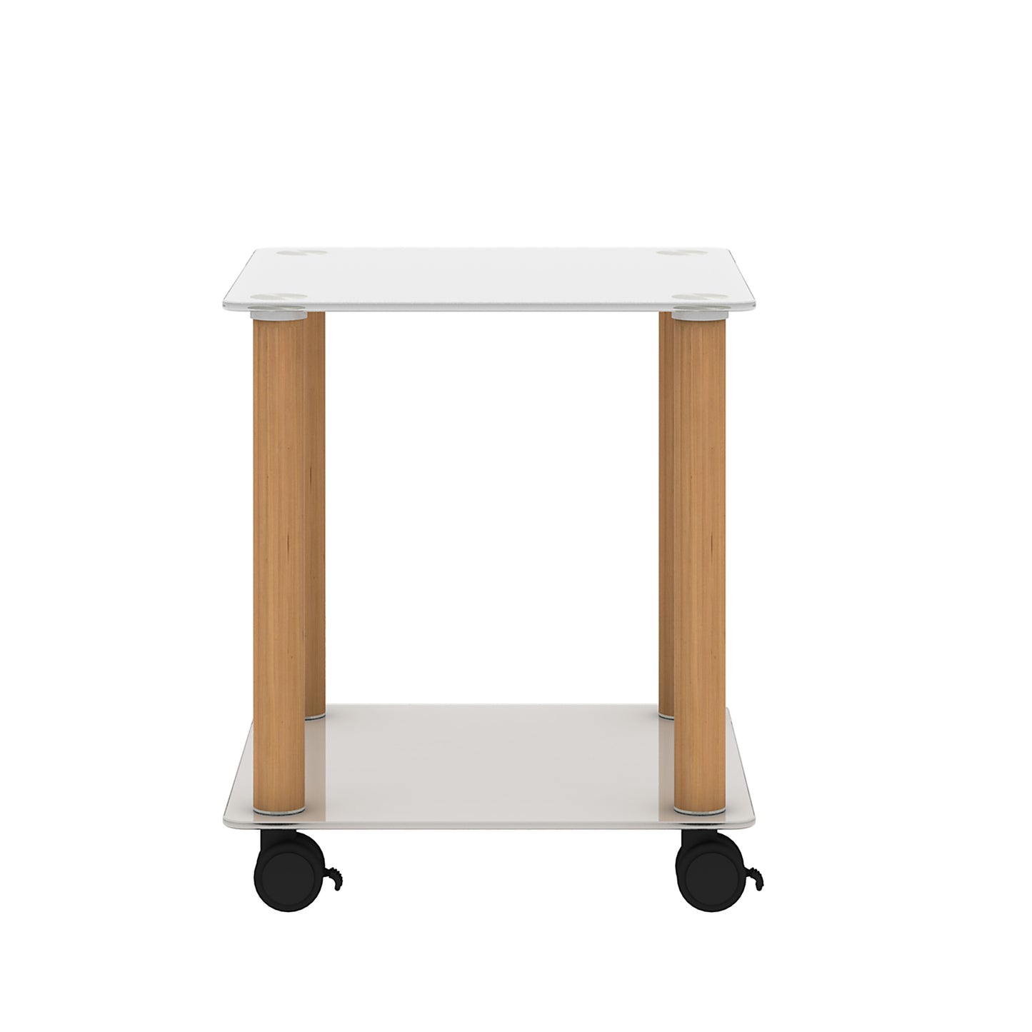 Modern 2-Tier White and Oak Side Table - Stylish Nightstand & Sofa Table with Storage Shelf for Living Room or Bedroom