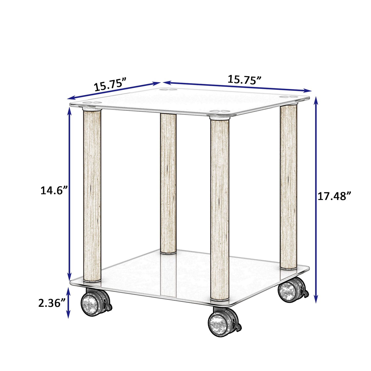 Modern 2-Tier White and Oak Side Table - Stylish Nightstand & Sofa Table with Storage Shelf for Living Room or Bedroom