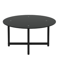 35.5'' Round Black Coffee Table - Modern Clear Center Table for Living Room Furniture