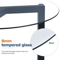 Modern Round Glass Coffee Table - Stylish Cocktail Table with Tempered Glass Top & Sturdy Wood Base - Easy Assembly - Black Finish