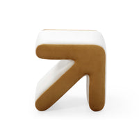 Modern Velvet Stool – Multifaceted Ottoman for Kids, Shoe Bench, Footrest, Coffee Table, Handcrafted Arrow Design, Beige & Gold,