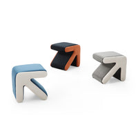 Modern Creative Upholstered Velvet Stool - Kids Shoe Bench Footrest Ottoman, Multifaceted Arrow Design Coffee Table, Black & Orange