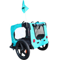 Light Green Foldable Pet Jogging Stroller - Bicycle Trailer for Dogs & Cats, Versatile Pet Carrier for Active Outdoor Adventures