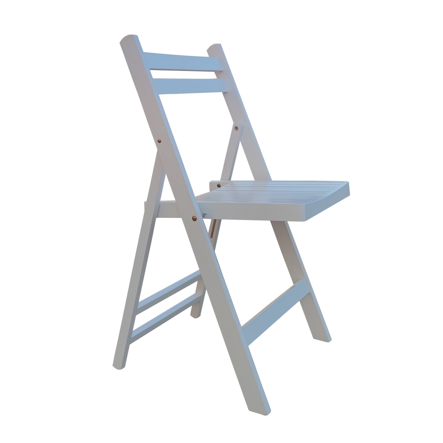 Set of 4 Slatted Wood Folding Chairs for Special Events - Elegant White Folding Chairs for Indoor/Outdoor Use