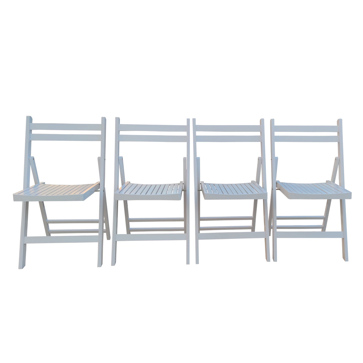 Set of 4 Slatted Wood Folding Chairs for Special Events - Elegant White Folding Chairs for Indoor/Outdoor Use