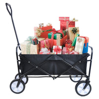 Folding Garden Wagon Cart for Shopping, Beach, and Outdoor Use - Lightweight & Portable, Compact Design, Black