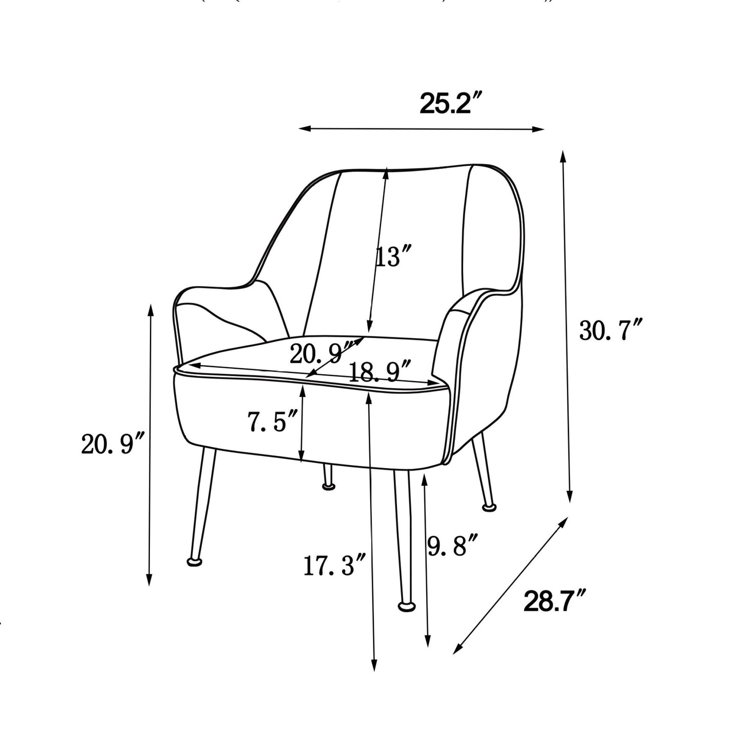 Modern Mid Century Velvet Sherpa Armchair for Living Room, Bedroom, Office - Easy Assembly & Stylish Comfort