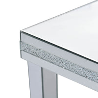 Fashionable Modern Glass Mirrored Side Table - Crystal Design, Adjustable Height Legs, Easy Assembly End Table - Silver