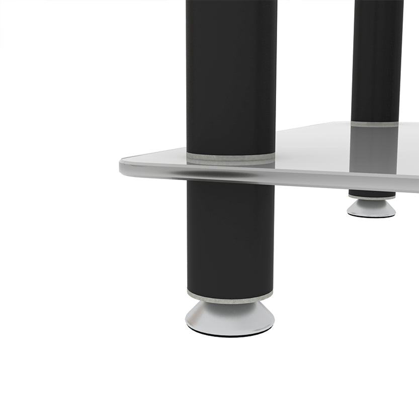 Modern 2-Tier White and Black Side Table End Table with Storage Shelf for Living Room and Bedroom