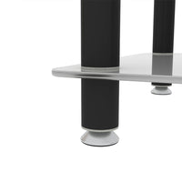 Modern 2-Tier White and Black Side Table End Table with Storage Shelf for Living Room and Bedroom