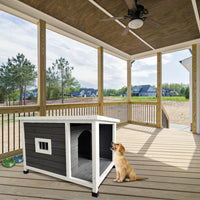 Outdoor Puppy Dog Kennel - Waterproof Wooden Dog House with Porch Deck for Large Dogs