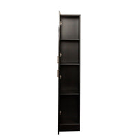 Freestanding Kitchen Cabinet with Inadjustable Shelves & 2 Doors - Black Storage Solution for Dining Room or Pantry