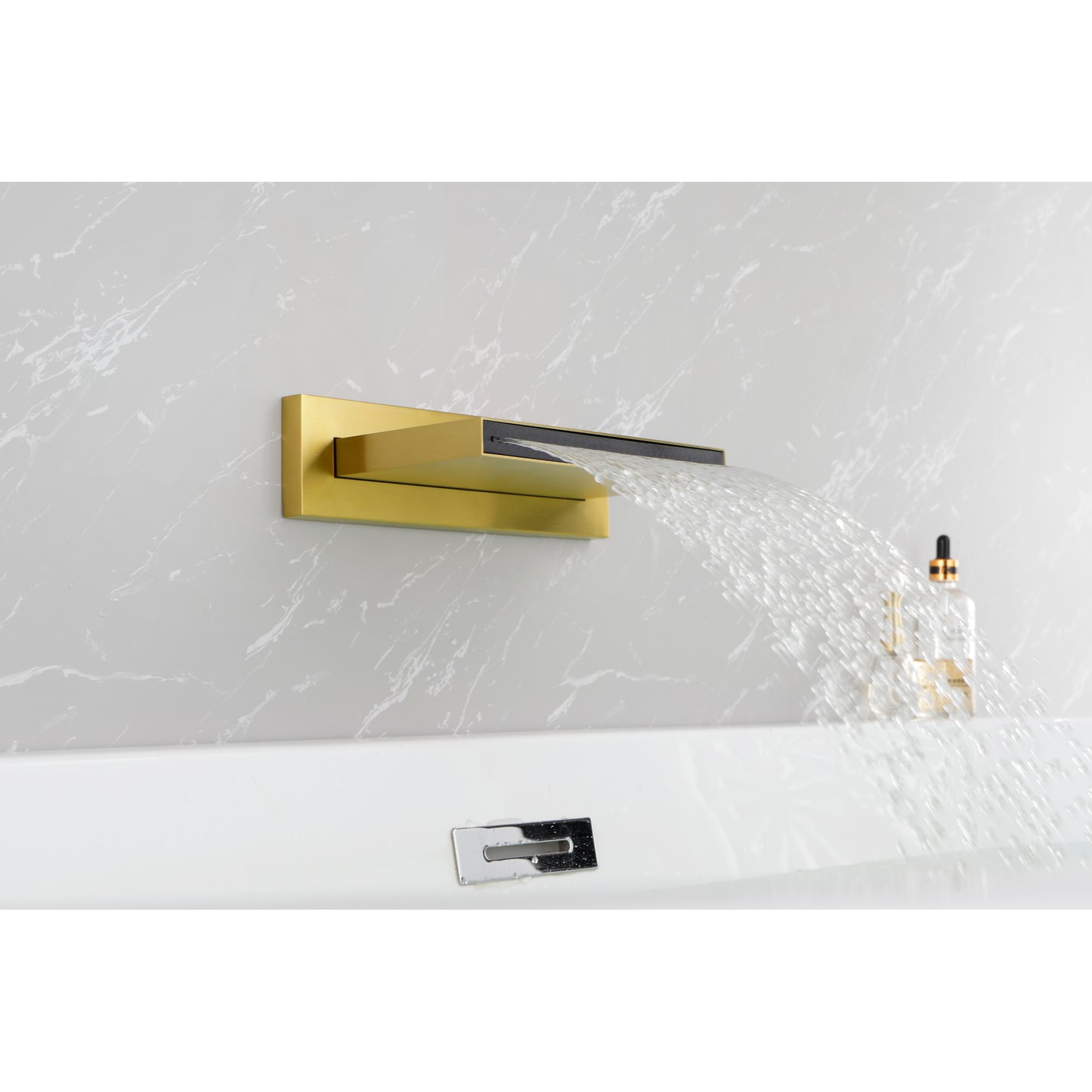 Wall Mount Tub Filler Faucet - High Flow Waterfall Shower Spout for Bathroom Sink & Bathtub - Multiple Uses Cascade Design