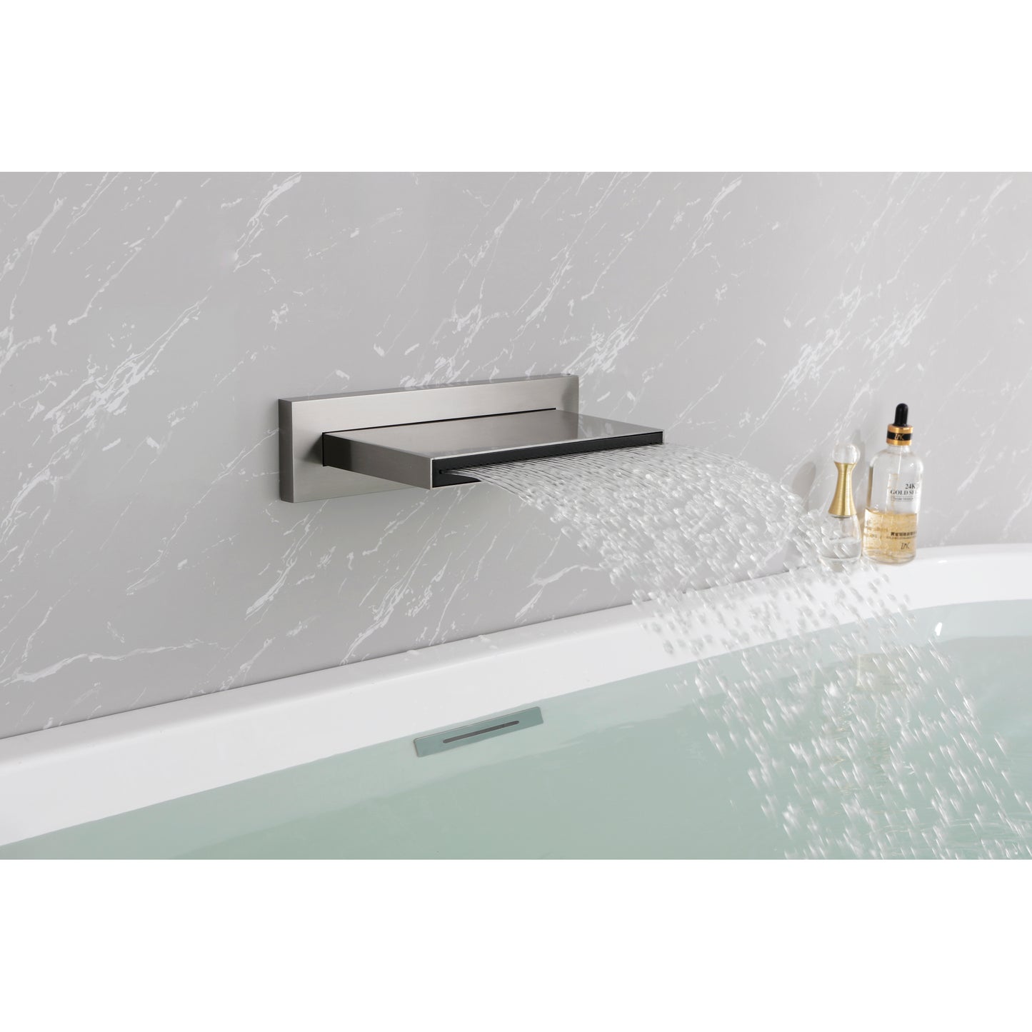 Wall Mount Waterfall Tub Faucet - High Flow Shower & Tub Filler Spout for Bathroom with Multiple Uses