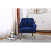 Modern Mid Century Velvet Sherpa Armchair for Living Room, Bedroom, Office - Easy Assembly, Navy