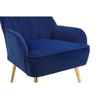 Modern Mid Century Velvet Sherpa Armchair for Living Room, Bedroom, Office - Easy Assembly, Navy