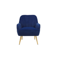 Modern Mid Century Velvet Sherpa Armchair for Living Room, Bedroom, Office - Easy Assembly, Navy