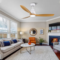 52 Integrated LED Ceiling Fan with Antique Brown Wood Grain Blades, Modern Indoor Ceiling Fan for Living Room, Bedroom, and Dining Area