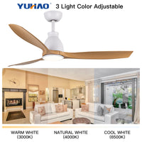 52 Integrated LED Ceiling Fan with Antique Brown Wood Grain Blades, Modern Indoor Ceiling Fan for Living Room, Bedroom, and Dining Area