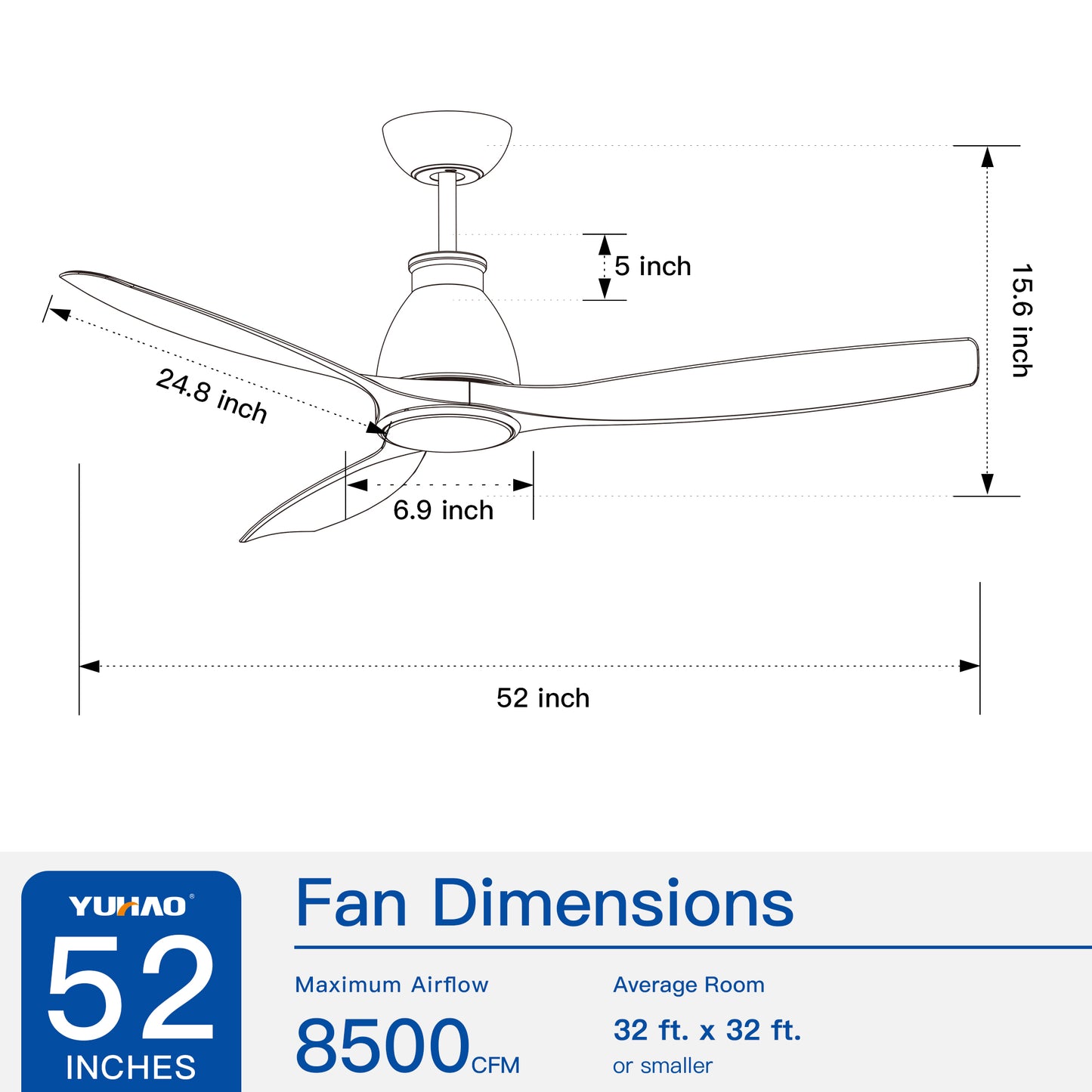 52 Integrated LED Ceiling Fan with Antique Brown Wood Grain Blades, Modern Indoor Ceiling Fan for Living Room, Bedroom, and Dining Area