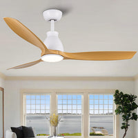 52 Integrated LED Ceiling Fan with Antique Brown Wood Grain Blades, Modern Indoor Ceiling Fan for Living Room, Bedroom, and Dining Area