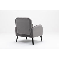 Accent Chair with Cushioned Seat, KD Solid Wood Legs in Black Finish, Stylish Fabric Cover, Modern Home Decor Furniture