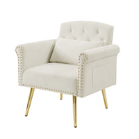 OFF WHITE  velvet armchair with metal  legs