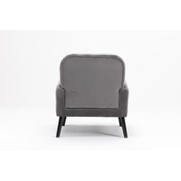 Accent Chair with Cushioned Seat, KD Solid Wood Legs in Black Finish, Stylish Fabric Cover, Modern Home Decor Furniture