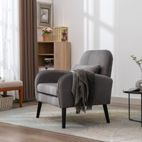 Accent Chair with Cushioned Seat, KD Solid Wood Legs in Black Finish, Stylish Fabric Cover, Modern Home Decor Furniture