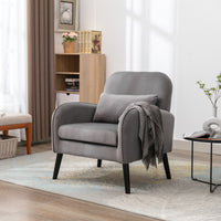 Accent Chair with Cushioned Seat, KD Solid Wood Legs in Black Finish, Stylish Fabric Cover, Modern Home Decor Furniture