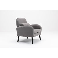 Accent Chair with Cushioned Seat, KD Solid Wood Legs in Black Finish, Stylish Fabric Cover, Modern Home Decor Furniture