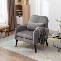 Accent Chair with Cushioned Seat, KD Solid Wood Legs in Black Finish, Stylish Fabric Cover, Modern Home Decor Furniture