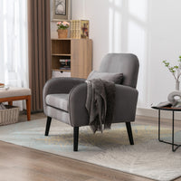 Accent Chair with Cushioned Seat, KD Solid Wood Legs in Black Finish, Stylish Fabric Cover, Modern Home Decor Furniture