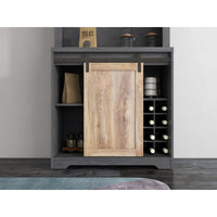 31 Inch Farmhouse Barn Door Bar Cabinet for Living Room, Dining Room, Rustic Storage Organizer, Wine Rack, Home Decor