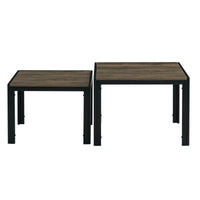 2-Piece Nesting Coffee Table Set, Square Modern Stacking Table With Wood Finish For Living Room