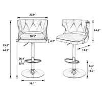 Bar Stools With Back and Footrest Counter Height Dining Chairs-Velvet Grey-2PCS/SET