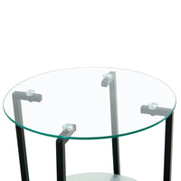 2-Layer Tempered Glass Round Coffee Table - Stylish End Table for Living Room, Bedroom & Office Furniture