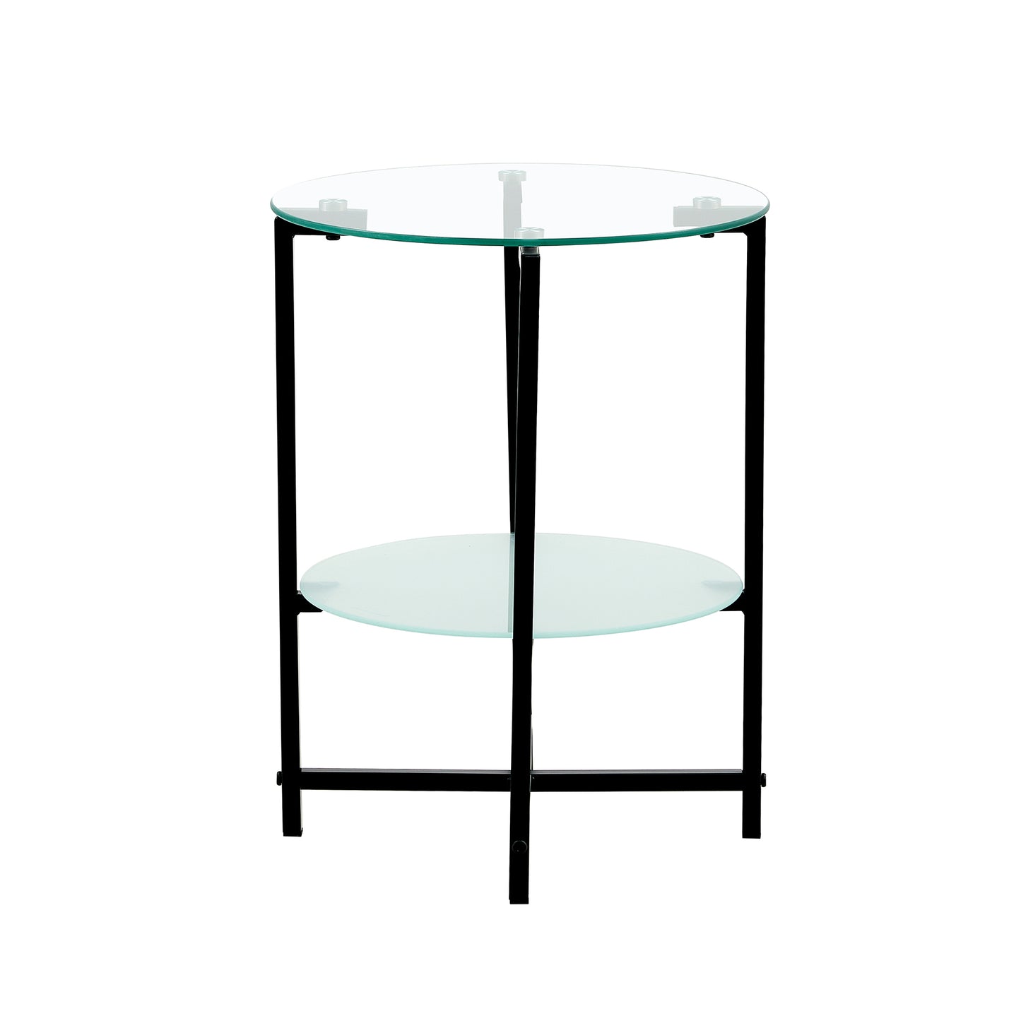 2-Layer Tempered Glass Round Coffee Table - Stylish End Table for Living Room, Bedroom & Office Furniture