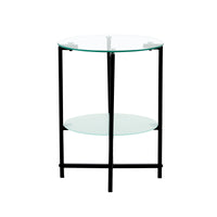 2-Layer Tempered Glass Round Coffee Table - Stylish End Table for Living Room, Bedroom & Office Furniture