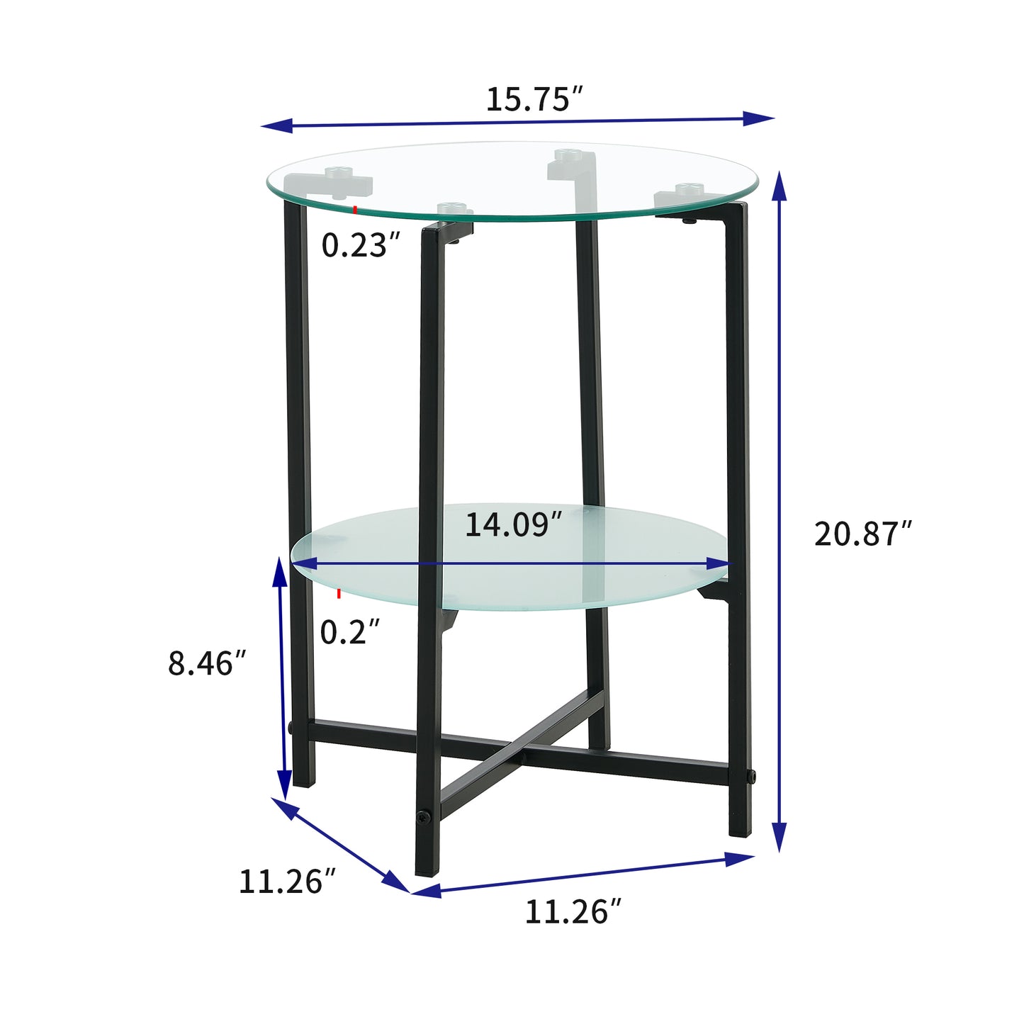 2-Layer Tempered Glass Round Coffee Table - Stylish End Table for Living Room, Bedroom & Office Furniture