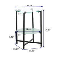 2-Piece Set Clear Tempered Glass End Table & Round Coffee Table for Living Room, Bedroom, Office - Modern Furniture