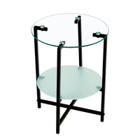 2-Layer Tempered Glass Round Coffee Table - Stylish End Table for Living Room, Bedroom & Office Furniture