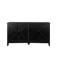 Freestanding 4-Door Sideboard with Open Shelves - Versatile Storage Cabinet for Living Room, Office, or Bedroom