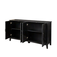 Freestanding 4-Door Sideboard with Open Shelves - Versatile Storage Cabinet for Living Room, Office, or Bedroom