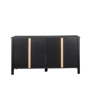 Freestanding 4-Door Sideboard with Open Shelves - Versatile Storage Cabinet for Living Room, Office, or Bedroom