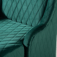 Elegant Green High-Back Velvet Accent Chair with Padded Comfort and Wooden Legs for Living Room or Bedroom
