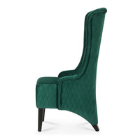 Elegant Green High-Back Velvet Accent Chair with Padded Comfort and Wooden Legs for Living Room or Bedroom